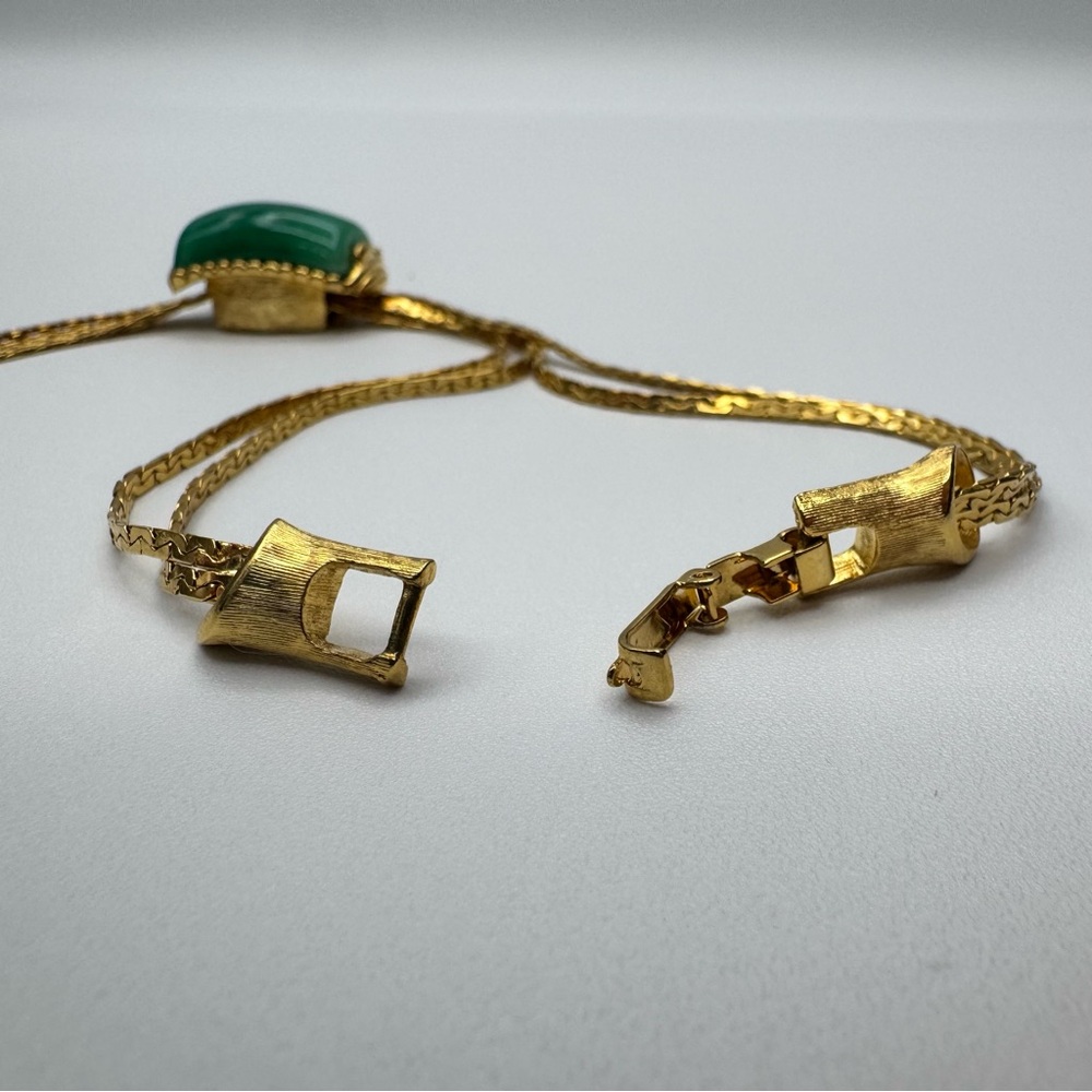 Vintage Green Glass Gold Plated Slide - Picture 9 of 14